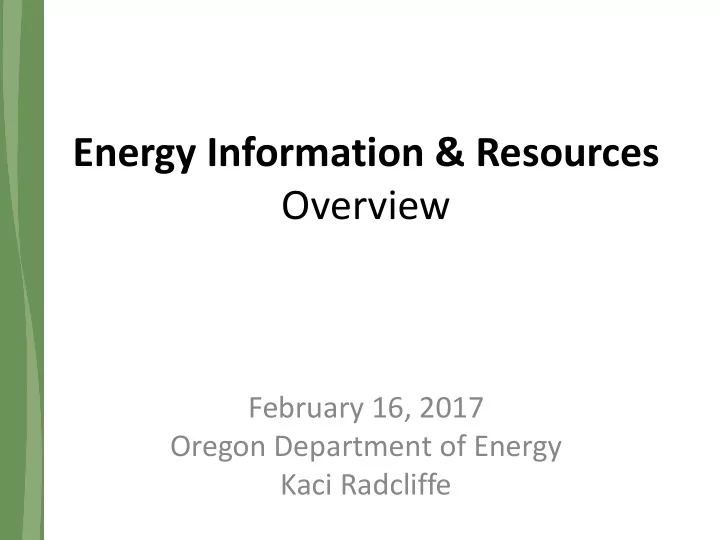 energy information amp resources overview