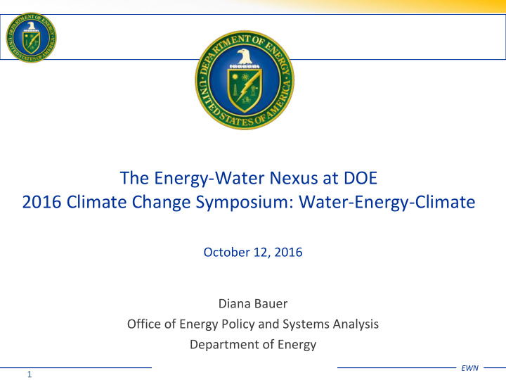 the energy water nexus at doe 2016 climate change