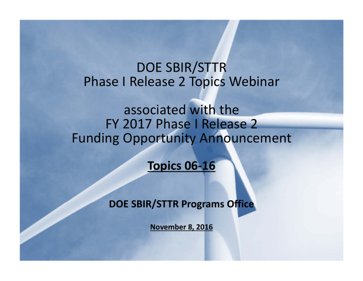 doe sbir sttr phase i release 2 topics webinar associated