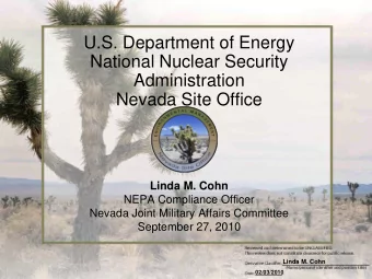 U.S. Department of Energy  National Nuclear Security  Administration  Nevada Site Office  Linda M.