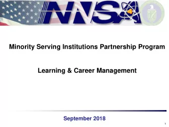 Minority Serving Institutions Partnership Program  Learning &amp; Career Management  September 2018