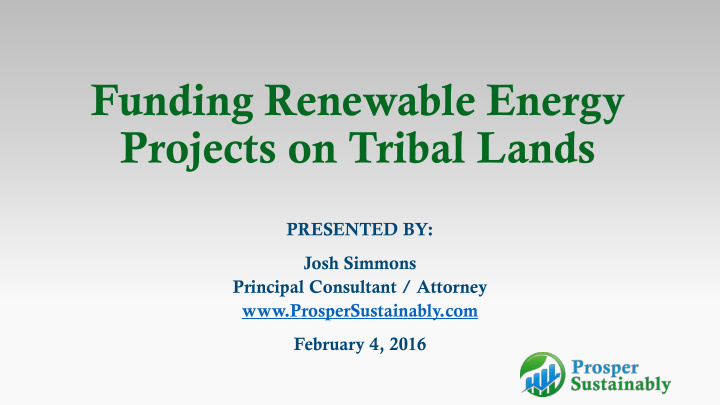 funding renewable energy projects on tribal lands