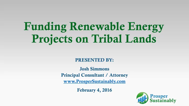 funding renewable energy projects on tribal lands