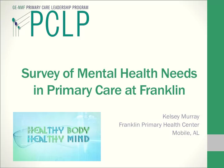 survey of mental health needs