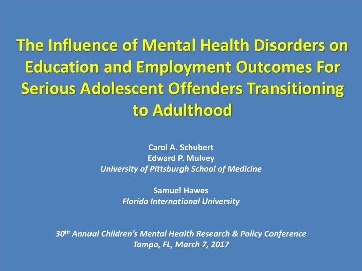the influence of mental health disorders on