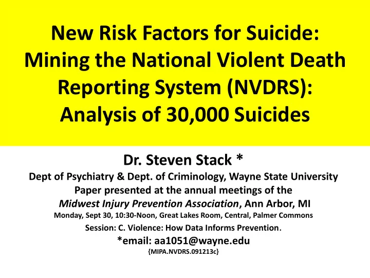 mining the national violent death