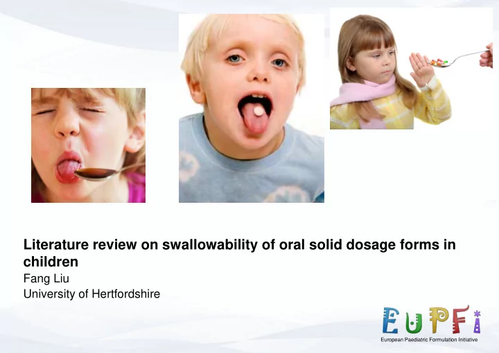 european paediatric formulation initiative european