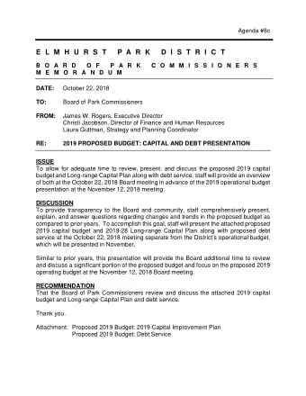 E L M H U R S T  P A R K  D I S T R I C T  B O A R D  O F  P A R K  C O M M I S S I O N E R S M E M
