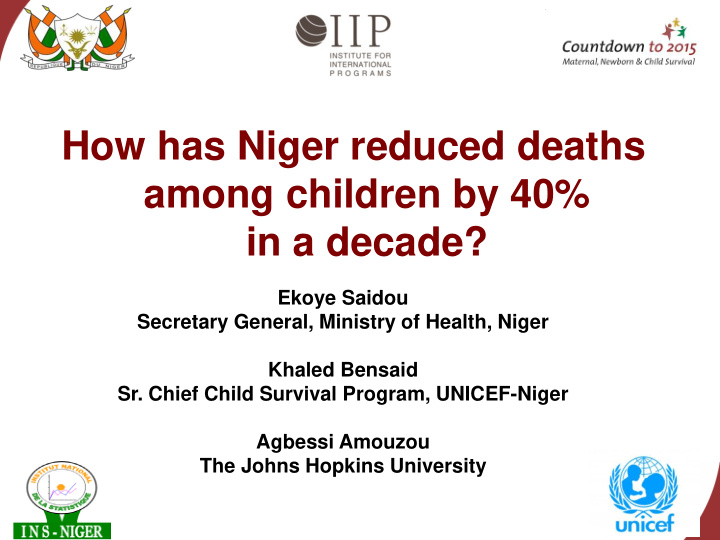 how has niger reduced deaths among children by 40 in a
