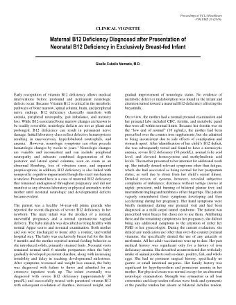 Maternal B12 Deficiency Diagnosed after Presentation of  Neonatal B12 Deficiency in Exclusively