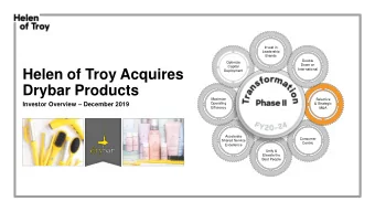 Drybar Products  Maximize  Selective Investor Overview  December 2019  Operating  &amp;