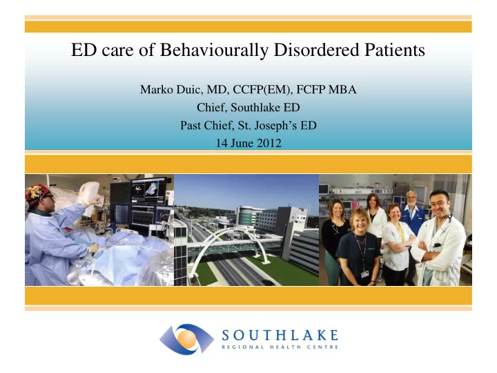 ed care of behaviourally disordered patients