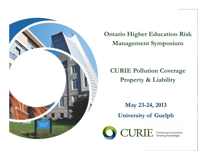 ontario higher education risk management symposium curie