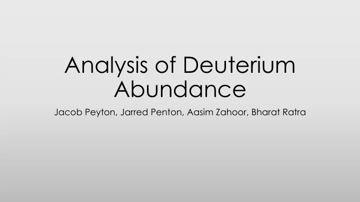 analysis of deuterium abundance