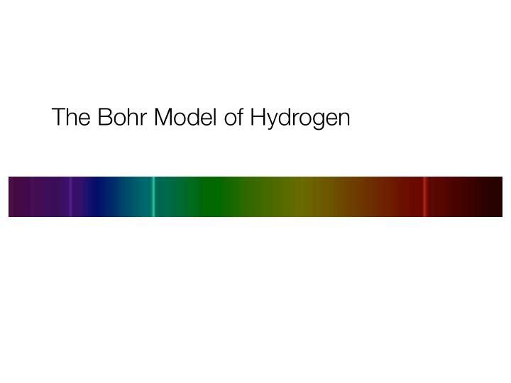 the bohr model of hydrogen