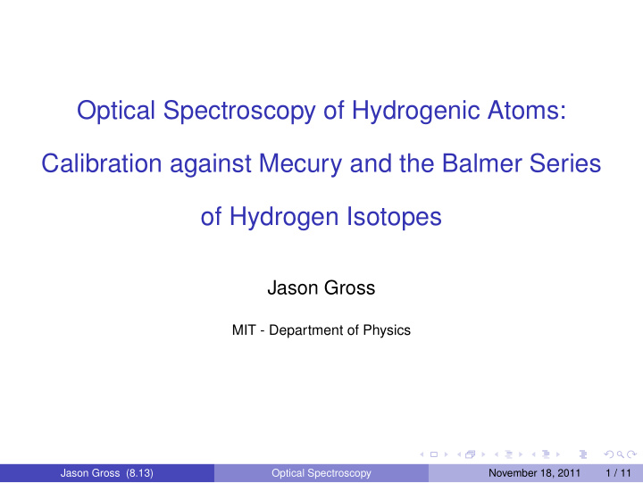 optical spectroscopy of hydrogenic atoms calibration
