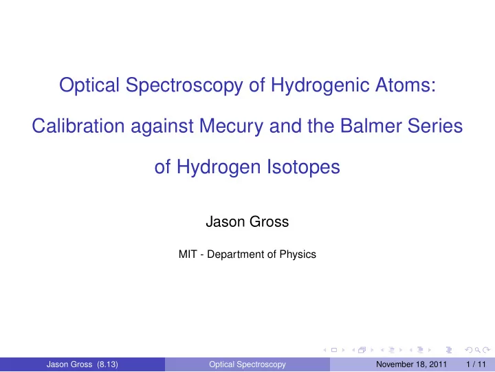 optical spectroscopy of hydrogenic atoms calibration