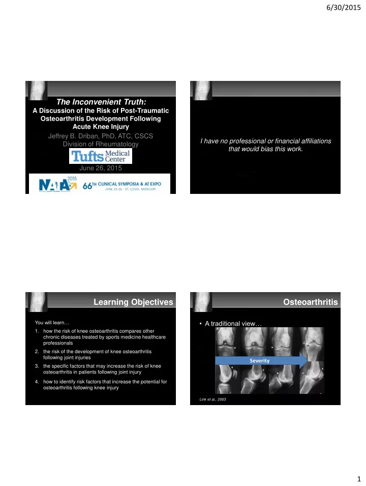 learning objectives osteoarthritis