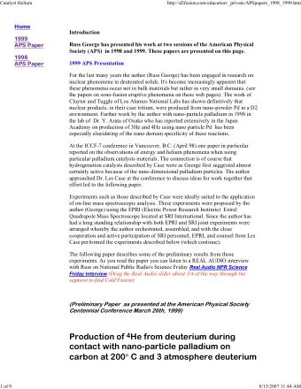 Production of 4 He from deuterium during  contact with nano-particle palladium on carbon at 200