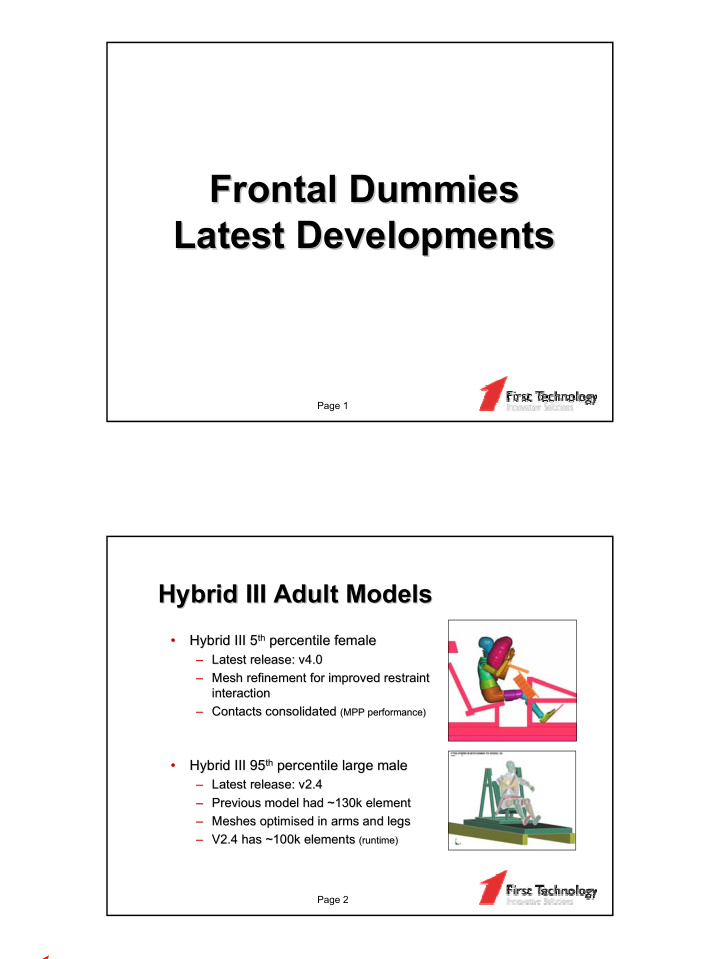 frontal dummies frontal dummies latest developments