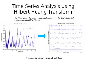 Time Series Analysis using  Hilbert-Huang Transform  [HHT] is one of the most important