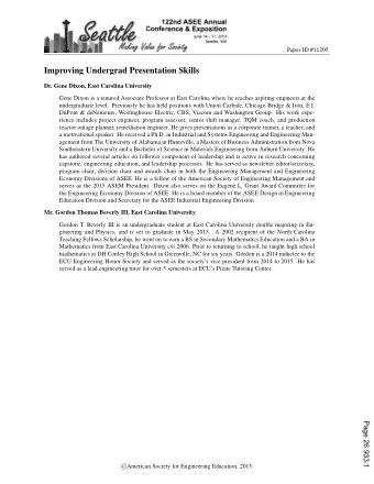 Improving Undergrad Presentation Skills  Dr. Gene Dixon, East Carolina University  Gene Dixon is a