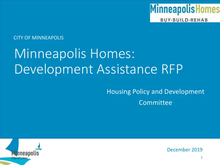 minneapolis homes development assistance rfp