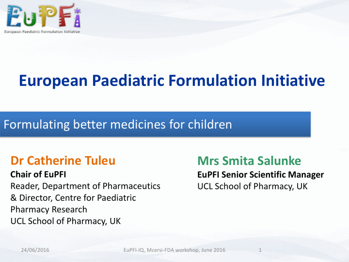 european paediatric formulation initiative