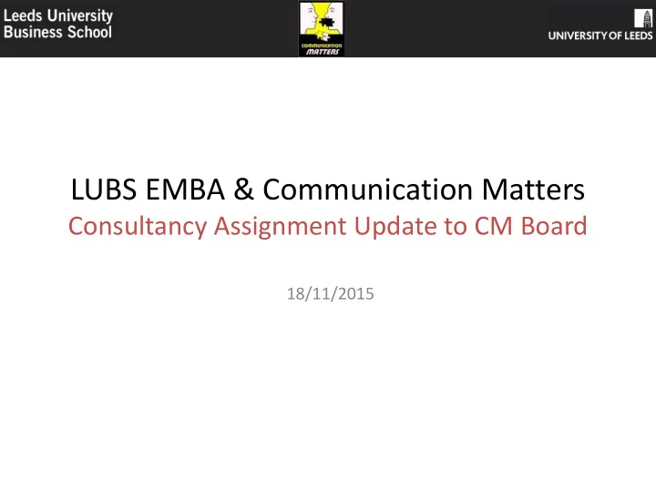 lubs emba amp communication matters