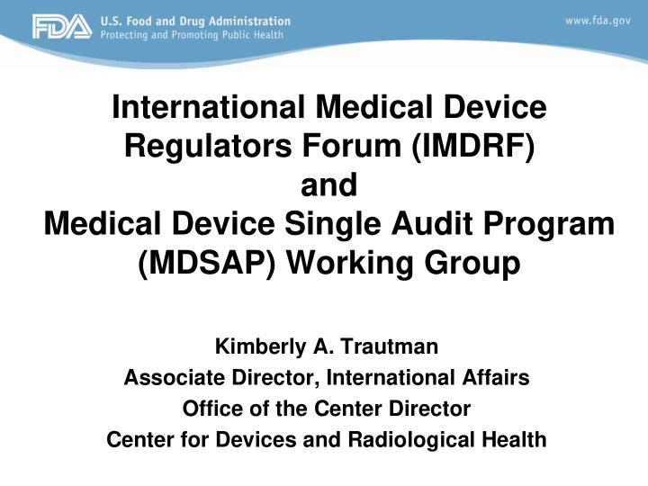 international medical device regulators forum imdrf and
