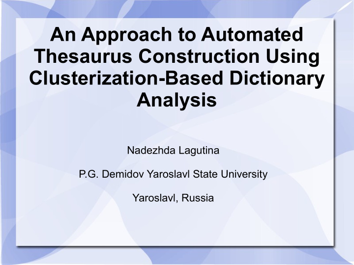 an approach to automated thesaurus construction using