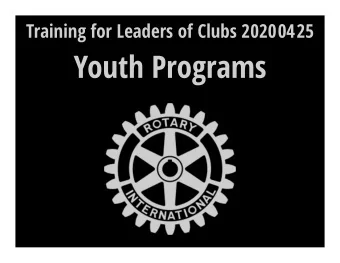 Training for Leaders of Clubs 20200425  Districts are making decisions about whether to  conduct