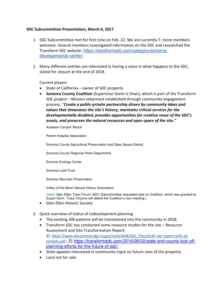 sdc subcommittee presentation march 6 2017 1 sdc
