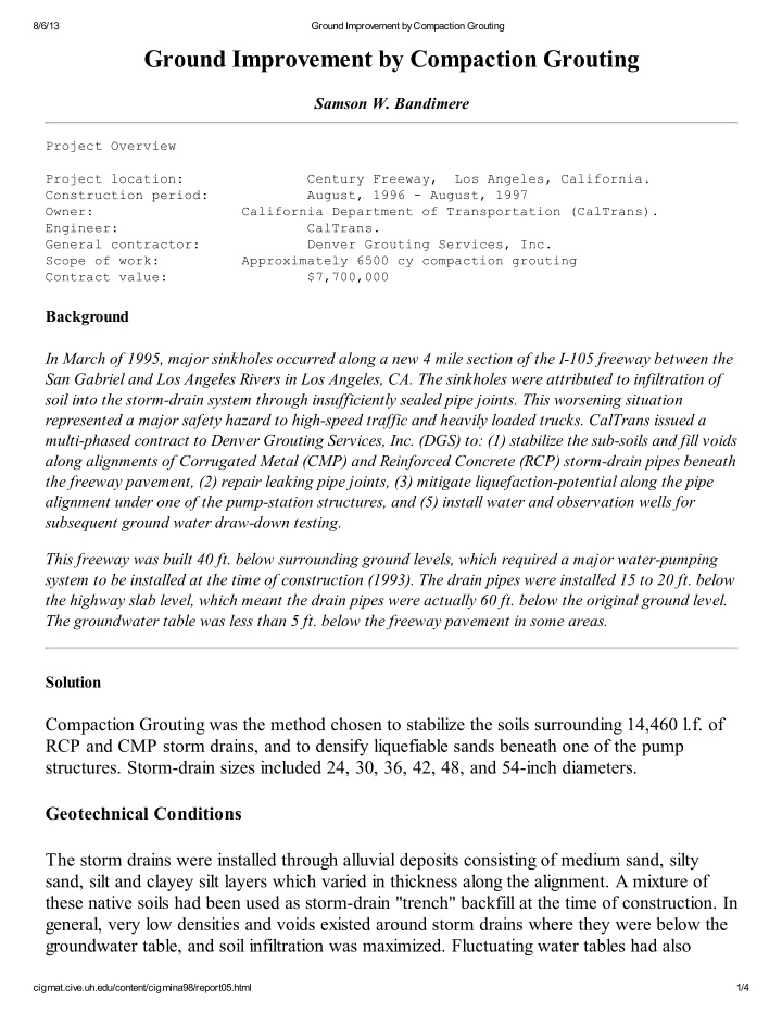 ground improvement by compaction grouting