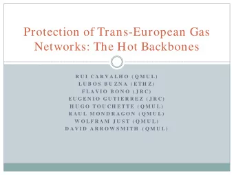 Protection of Trans-European Gas  Networks: The Hot Backbones  R U I  CA R V A L H O ( Q M U L )  L