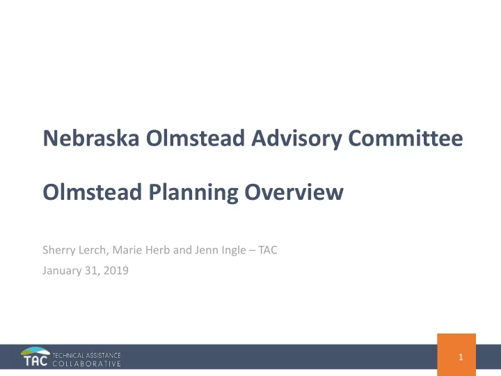 nebraska olmstead advisory committee olmstead planning