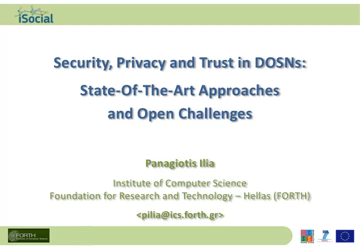 security privacy and trust in dosns
