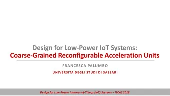 Coarse-Grained Reconfigurable Acceleration Units  FRANCESCA PALUMBO  UNIVERSIT DEGLI STUDI DI