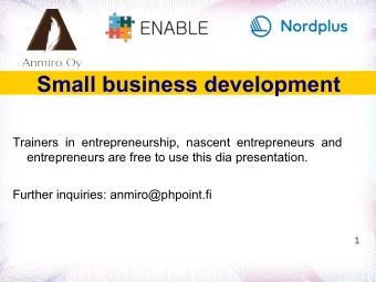 Small business development  Trainers in entrepreneurship, nascent entrepreneurs and  entrepreneurs