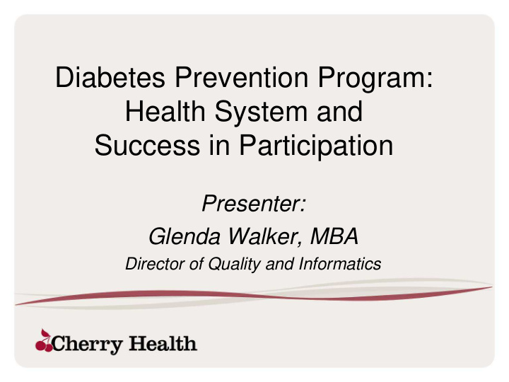 diabetes prevention program health system and success in