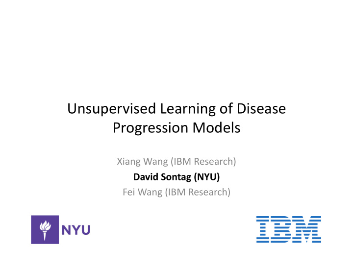 unsupervised learning of disease progression models
