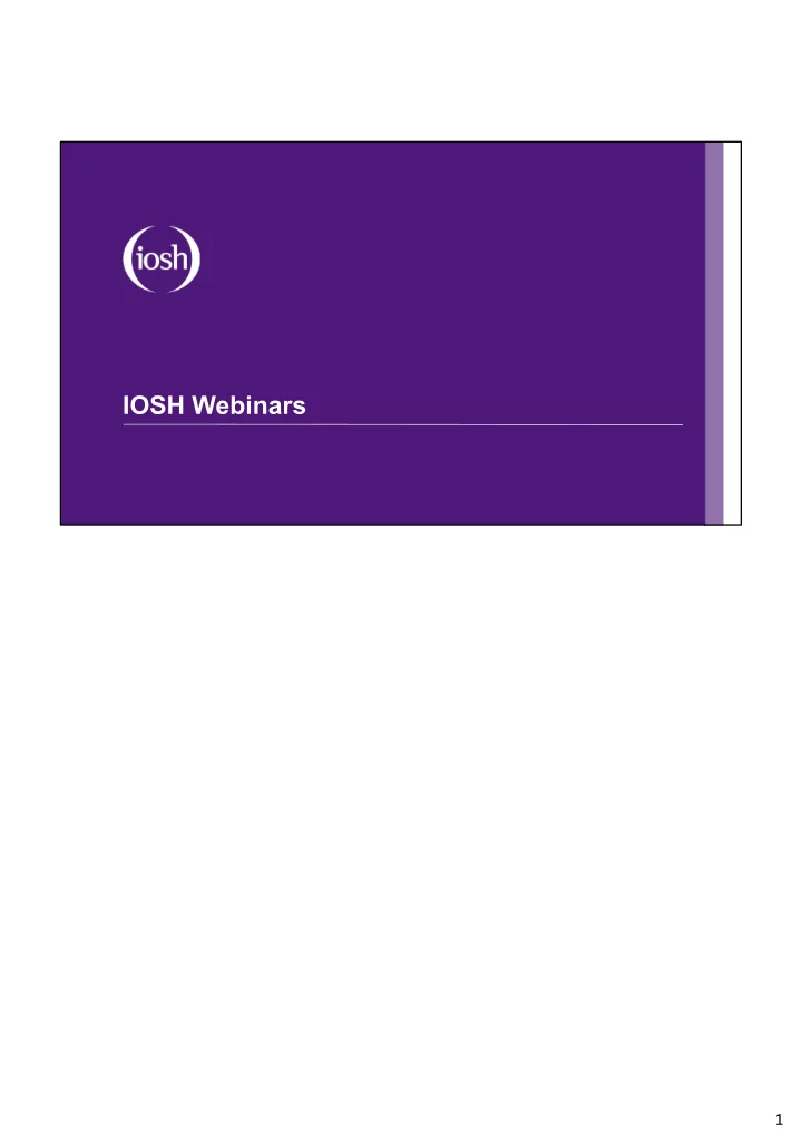 iosh webinars