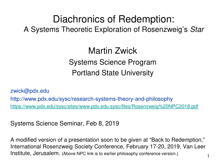 diachronics of redemption