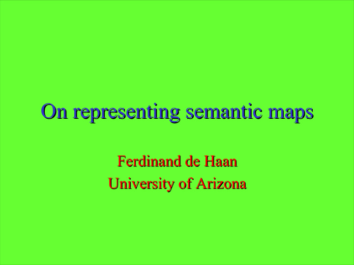 on representing semantic maps on representing semantic