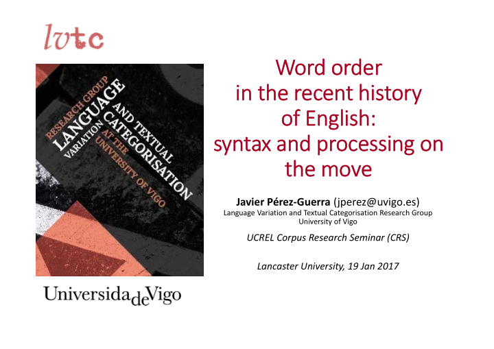 word order in the recent history of english syntax and