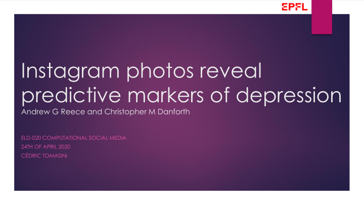instagram photos reveal predictive markers of depression