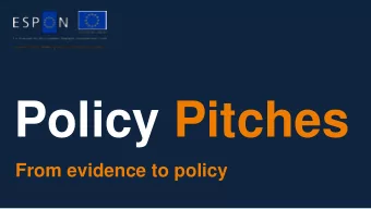 Policy Pitches  From evidence to policy  Pitch #1  Manuela Samek Lodovici  Istituto per la Ricerca