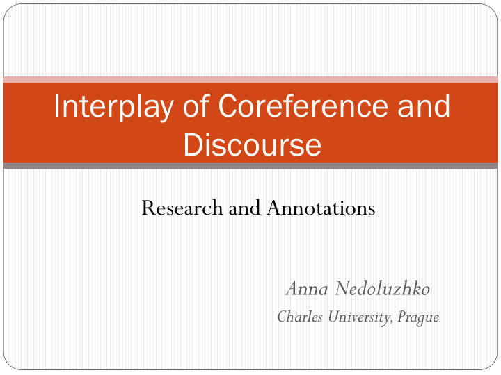 interplay of coreference and discourse
