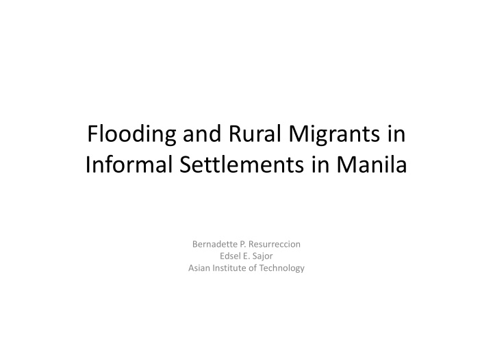 flooding and rural migrants in informal settlements in