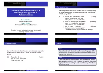 Encoding emotion in discourse: A that -configurations that can be used as root clauses expressing